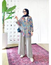 masha ithal ceketli keten takım vizon