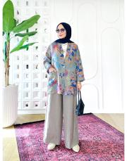 masha ithal ceketli keten takım vizon 3