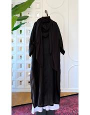 ithal solin keten elbise tunik siyah 2