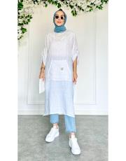 ithal solin keten elbise tunik ekru