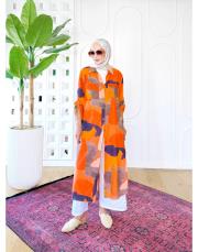 color ithal %100 pamuk gömlek turuncu 2