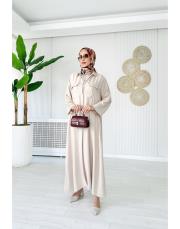 düz cepli viskon gömlek elbise taş 2