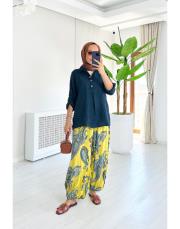 asena ithal viskon şalvar  pantolon sarı