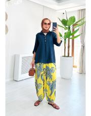 asena ithal viskon şalvar  pantolon sarı 2