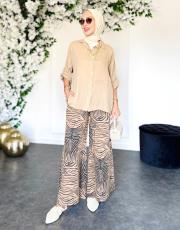 ithal halina keten gömlek camel 2