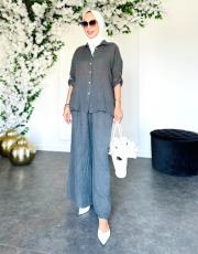 ithal halina keten gömlek antrasit 2