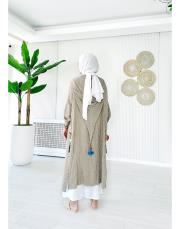 çizgili gofre cadı kap bej 2