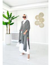 çizgili gofre cadı kap antrasit