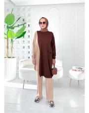 arven merserize triko salaş tunik kahve