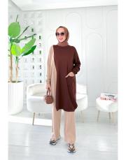 arven merserize triko salaş tunik kahve 3