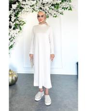 yaka kollar fırfır taş düğmeli merserize elbise taş