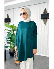 çift cepli triko oversize tunik öbaşıyeşil 2