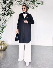 kampanyalı fermuarlı iki ip kap siyah