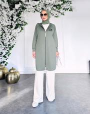 kampanyalı fermuarlı iki ip kap haki