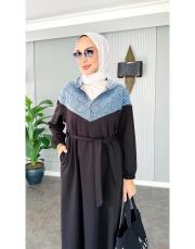 kot garnili taşlı spor elbise siyah 2