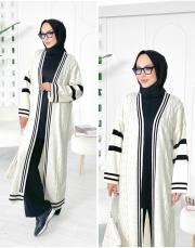 saç örgü triko hırka ekru