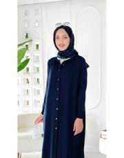 düğmeli merserize ferace hırka lacivert 3