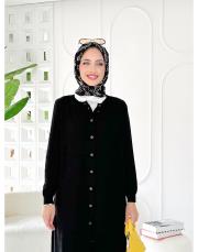 düğmeli merserize ferace hırka siyah 2