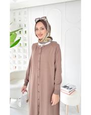 düğmeli merserize ferace hırka vizon 2