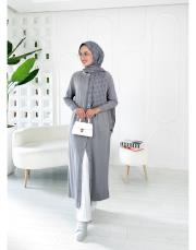 düğmeli merserize ferace hırka gri 2