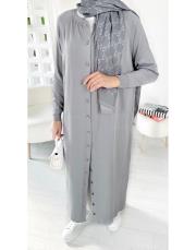 düğmeli merserize ferace hırka gri 3