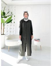 düğmeli merserize ferace hırka haki