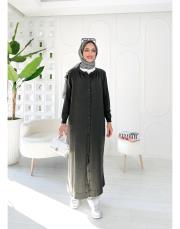 düğmeli merserize ferace hırka haki 3