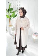 santa tay tüğü oversize kap bej