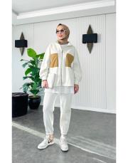 paraşüt cepli şardonlu takım krem