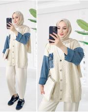 kot garnili hırka ekru