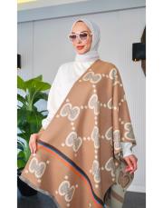 cc ithal çift taraflı omuz şalı latte