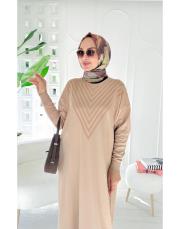 neva merserize standart elbise bej 2