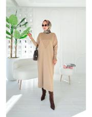 neva merserize standart elbise bej 3