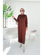 neva merserize standart elbise kahve