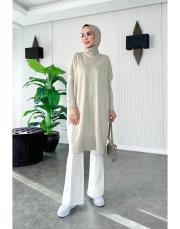 taşlı merserize triko tunik taş