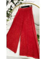 %100 pamuk yıkamalı bol triko pantolon kırmızı