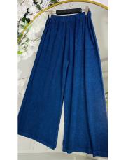 %100 pamuk yıkamalı bol triko pantolon lacivert