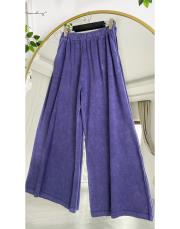 %100 pamuk yıkamalı bol triko pantolon mor