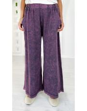 %100 pamuk yıkamalı bol triko pantolon mürdüm