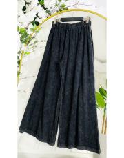 %100 pamuk yıkamalı bol triko pantolon siyah