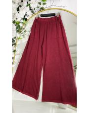 %100 pamuk yıkamalı bol triko pantolon bordo