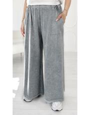 %100 pamuk yıkamalı bol triko pantolon gri