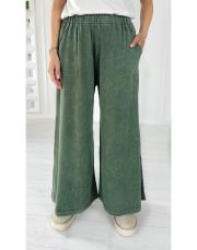 %100 pamuk yıkamalı bol triko pantolon haki