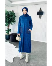 fileli balıkçı triko elbise lacivert 2