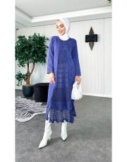 roza %100 pamuk yıkamalı triko elbise lila 2