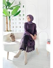 roza %100 pamuk yıkamalı triko elbise mor