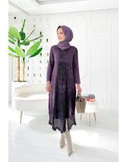 roza %100 pamuk yıkamalı triko elbise mor 4