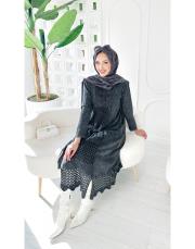 roza %100 pamuk yıkamalı triko elbise siyah 2