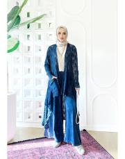 pamuk ip triko dantel hırka lacivert 2