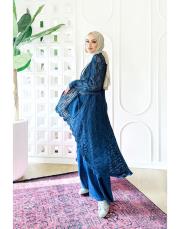 pamuk ip triko dantel hırka lacivert 3